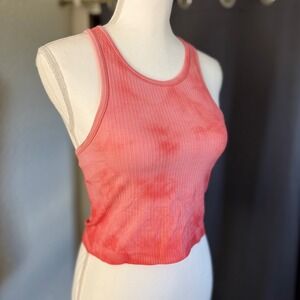 Lululemon Ebb to Street Racerback Crop Tank Top Pink Tie Dye Size 6